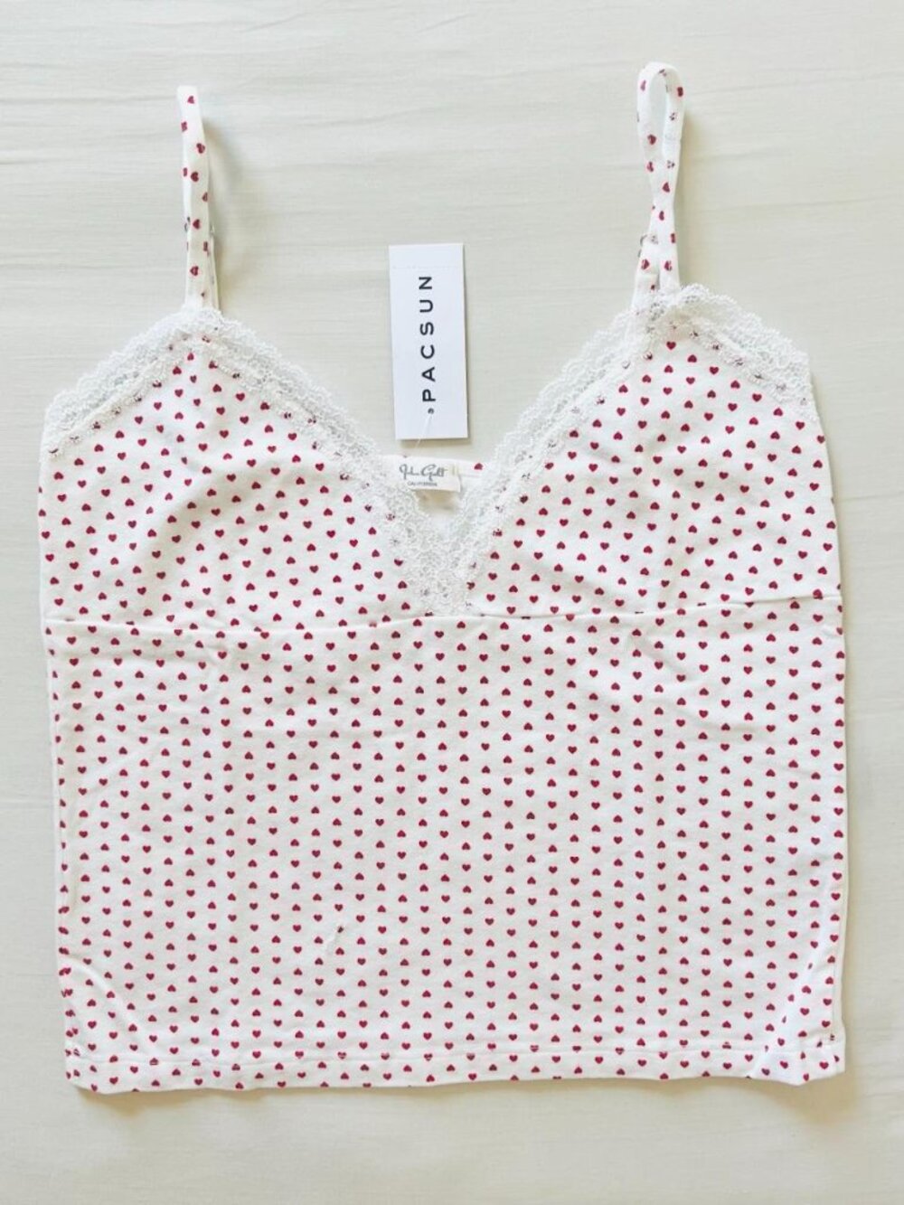 BNWT Brandy Melville-John Galt lace red heart amara tank with John Galt Label
